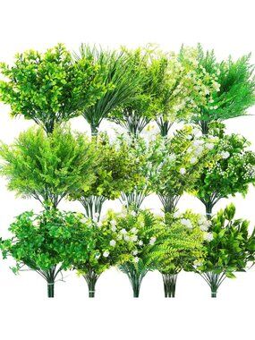 60 Bundles Outdoor Artificial Fall Flowers - Rosemary & Green Decor for Home